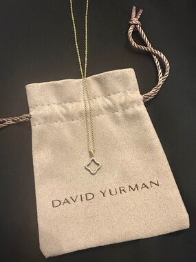 David Yurman Gold Diamond Open Frame Pendant Necklace